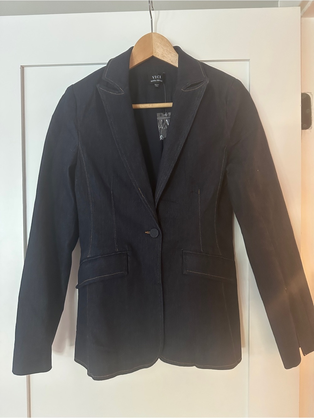 VICI Navy Single-Button Tailored Blazer